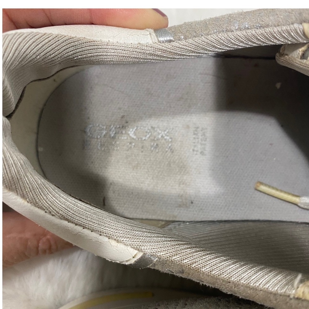 Geox Silver Snake Embossed Leather Fashion Sneakers Casual Shoes‎ Women's 9 - Picture 9 of 10